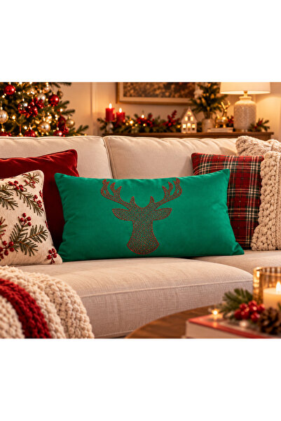 desicap New Year Themed Stone Printed Decorative Throw Pillow Cover – 30 × 50 cm – 1 Piece