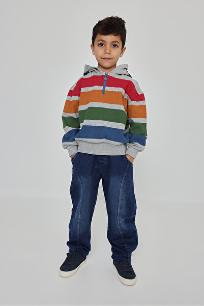 Boboli Elastic Waist Straight Denim Trousers 2 Years-6 Years Blue