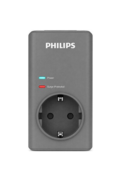 Philips CHP7010G/10 1140 Joule Tekli Akım Korumalı Priz, Gri