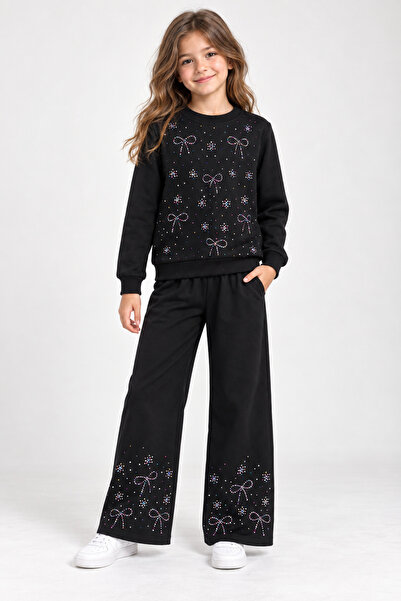 Trendline Girl's Seasonal Long-Sleeved Stone-Embellished Top and Bottom Set