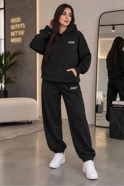 MEİS CLOTHES Hooded Sweat Suit 2-Piece Combination with Pullover and Pants, U...