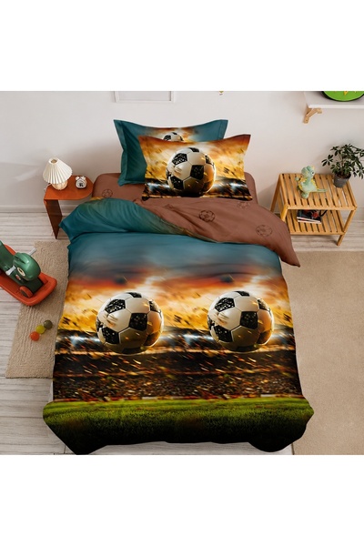 Pucioasa Home Lenjerie de pat 1 persoana Football Energy 4 piese, cu cearceaf...