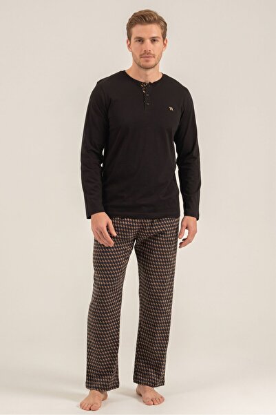 OBJE Men's Black Long Sleepwear Bottom