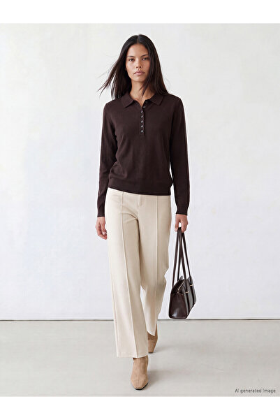 LC Waikiki Nevavm Lcw Modest Beige Straight Standard & Regular Straight Leg W...