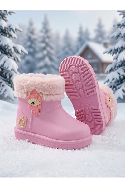 Scarpe Magiche Pink Teddy Bear Plush Lined Girls' Winter Boots – Warm Boots