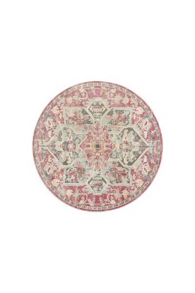 IKEA eskitme halı , pembe-bej, 195 cm, yuvarlak, düz dokuma