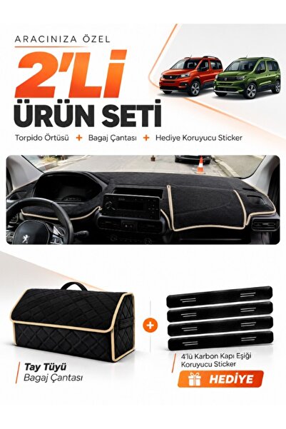 e-biz Peugeot Ri̇fter (2018-2026) Compatible Dashboard Cover + Thai Feather T...