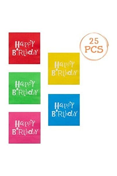 OEM Χαρτοπετσέτες για Πάρτι Happy Birthday 2 στρώσεων με πολύχρωμες αποχρώσει...