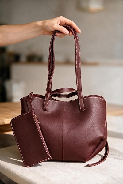 Classbag Women's Burgundy Puppy (Non-Zippered) Large Volume Oversized Shoulder Bag