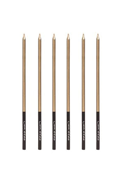 OEM Lumanari Zi de Nastere Auriu Metalizat Negre 15cm - 6buc