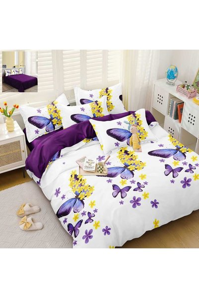Pucioasa Home Lenjerie de pat cu 2 fete, policoton, 4 piese, pat 2 persoane, ...
