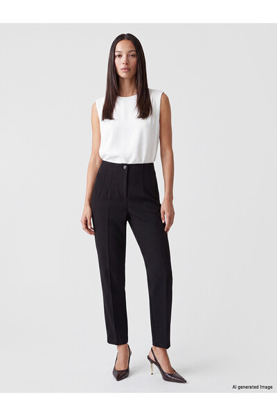 LC Waikiki Nevavm with Difference Lcw Everyday Black Pleated Women's Fabric P...