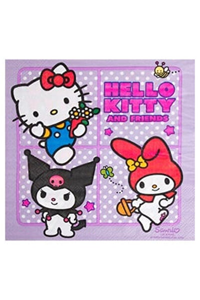 OEM Δίφυλλες Χαρτοπετσέτες Πάρτι Λιλά Πουά Hello Kitty & Φίλοι 33x33εκ. - 12 ...