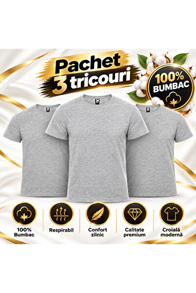 Generic Brand Σετ 3 μαύρων μπλουζών unisex, 100% ΒΑΜΒΑΚΙ, κανονική εφαρμογή, ...