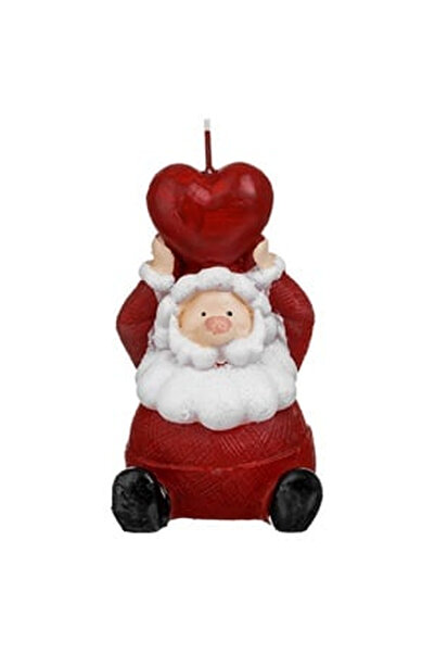 OEM Коледна свещ Дядо Коледа със сърце звезда 7x7x12см
