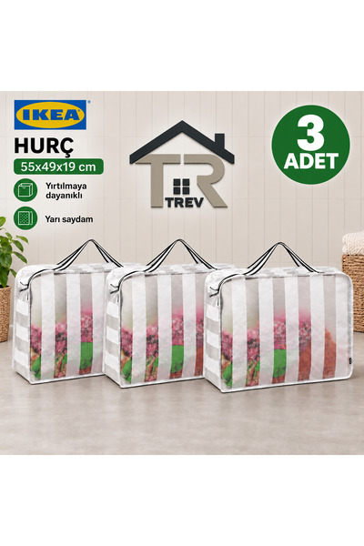 IKEA TREV 3 Adet Hurç Gardırop Düzenleyici 55X49X19 cm Saklama Kutusu Elbise ...