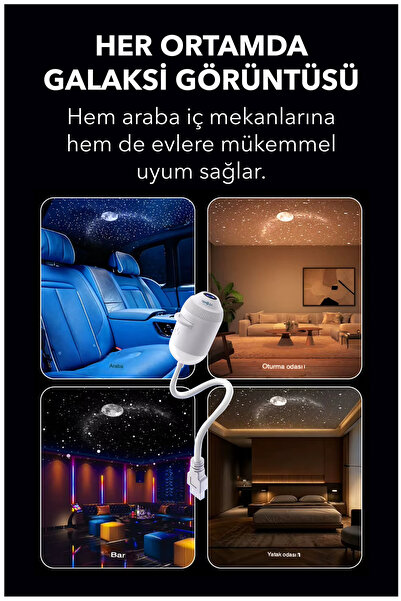 Teknoloji Gelsin Galaksi Yıldız Projektör Gece Lambası Gezegen Ay 12 Filmli Tavan Yansıtma Işıklı Eğitici Usb Tak-Çalıştır