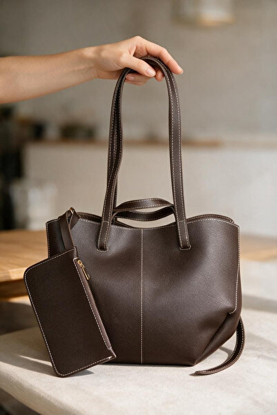 Classbag Women's Brown Puppy Bag (Without Zipper) Large Volume Oversized Shoulder Bag