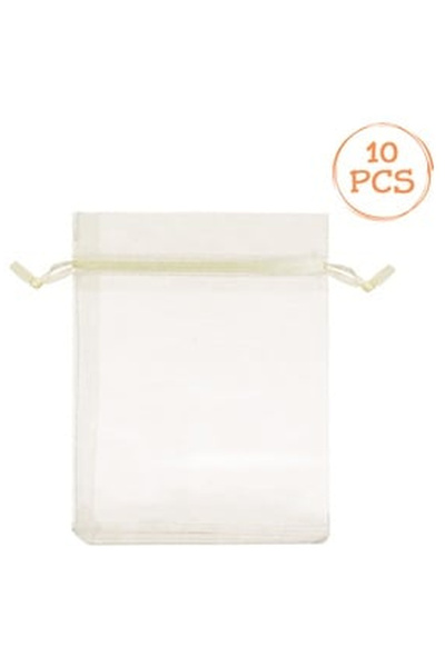 OEM Σετ από μπεζ σακούλες δώρου από οργάντζα 9x12cm - 10 τεμάχια