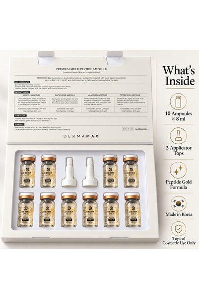 DERMAMAX Gold Peptide Anti-Aging Face Serum Kit, 10×8ml, Firming, Hydrating & Fine Line Care, All Skin Types, Made in Korea