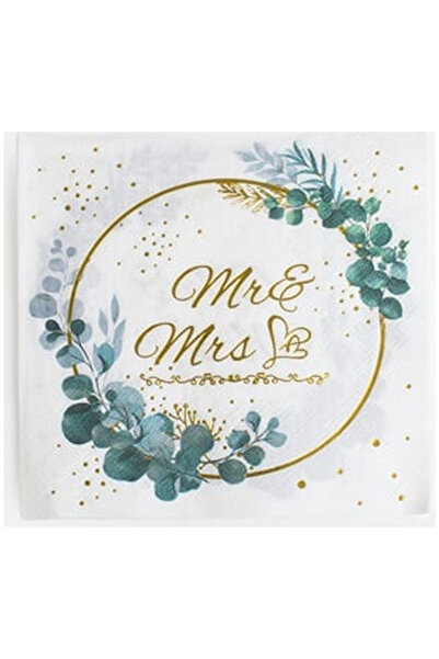 OEM Servetele pentru Petrecere de Nunta Albe Mr & Mrs 33x33cm - 20buc