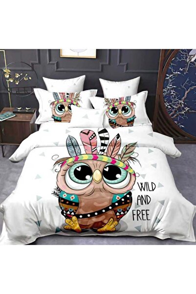 Pucioasa Home Lenjerie Finet 3D 6 Piese | Model Bufnita Colorata „Wild and Fr...