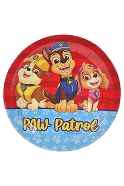 OEM Κόκκινα Μπλε Χάρτινα Πιάτα Πάρτι με σχέδιο Paw Patrol Ø18εκ. - 6 τεμάχια