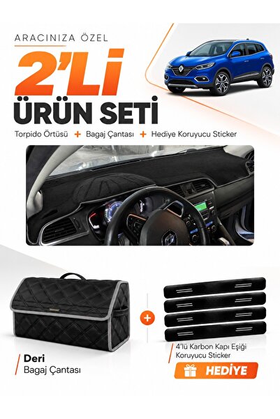 e-biz Renault Kadjar (2015-2022) Compatible Dashboard Cover + Leather Trunk B...