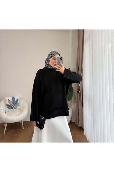 RFK Butik Pulover oversize pentru femei, cu guler rotund, cu imprimeu Hijab -...