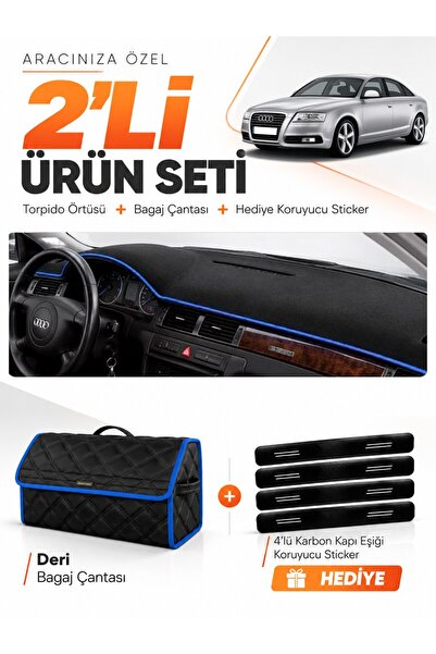 e-biz Audi A6 (1997-2004) Compatible Torpedo Cover + Leather Luggage Bag + St...