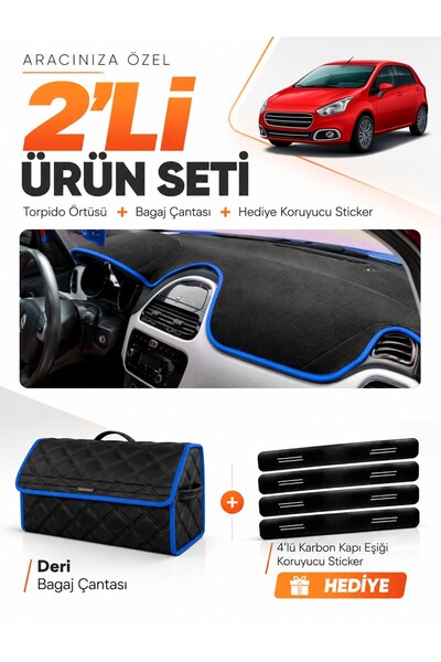 e-biz Fiat Punto Evo (2015-2021) Compatible Dashboard Cover + Leather Trunk B...