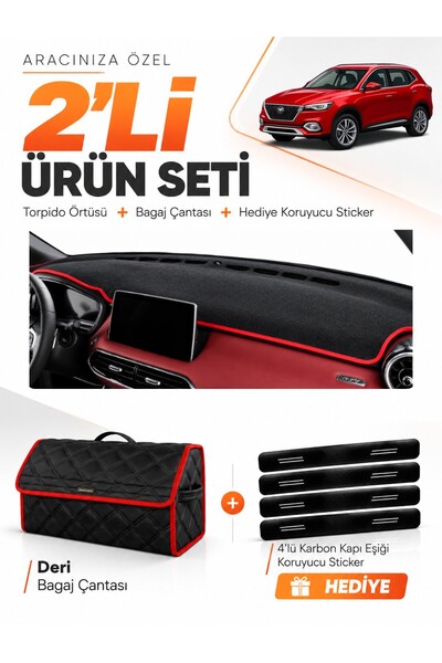 e-biz Mg Hs (2018-2024) Compatible Glove Box Cover + Leather Luggage Bag + St...