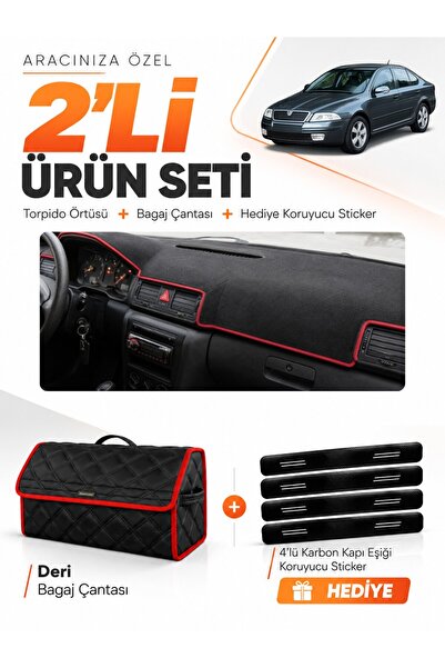 e-biz Skoda Octavia (2000-2008) Compatible Dashboard Cover + Leather Trunk Ba...