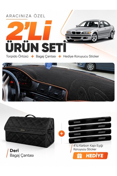 e-biz غطاء توربيدو متوافق مع سيارة BMW E46 (1997-2006) + حقيبة أمتعة جلدية + ...