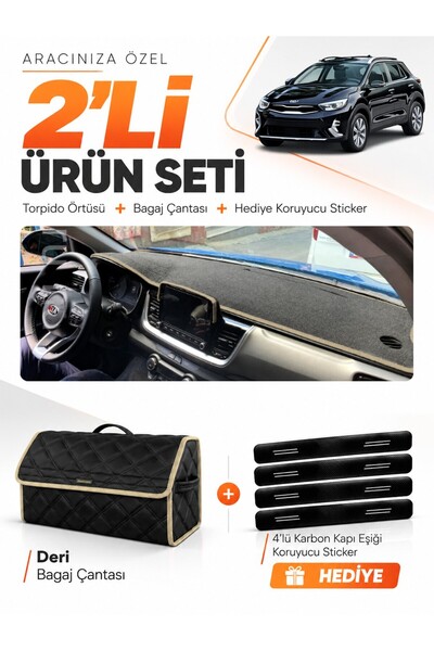 e-biz Kia Stonic (2021-2025) Compatible Torpedo Cover + Leather Luggage Bag +...