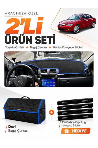 e-biz Mazda 3 (2003-2009) Compatible Dashboard Cover + Leather Trunk Bag + St...