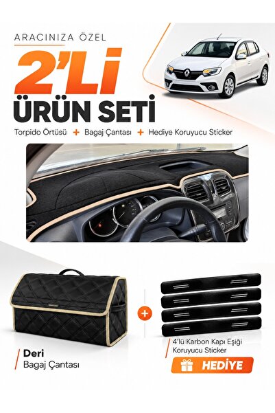 e-biz Renault Symbol Short Type 1 (2013-2021) Compatible Torpedo Cover + Leat...