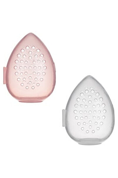 OEM Transparent & Pink Perforated Boxes for Makeup Sponges Ø6x8cm - 2pcs