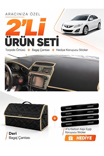 e-biz Mazda 6 (2007-2013) Compatible Dashboard Cover + Leather Trunk Bag + St...