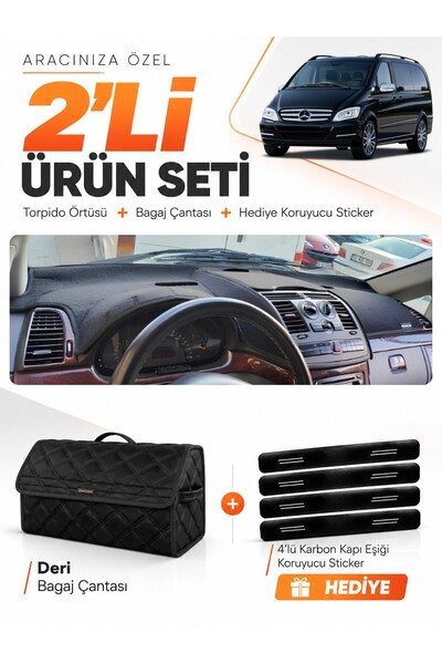 e-biz Glove Box Cover + Leather Trunk Bag + Sticker Set Compatible with Merce...