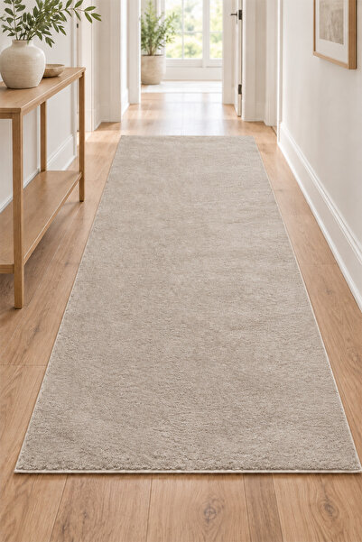 Raschel Carpet Premium Yıkanabilir Leke Tutmaz Modern Yolluk Bej Renk Özel Se...