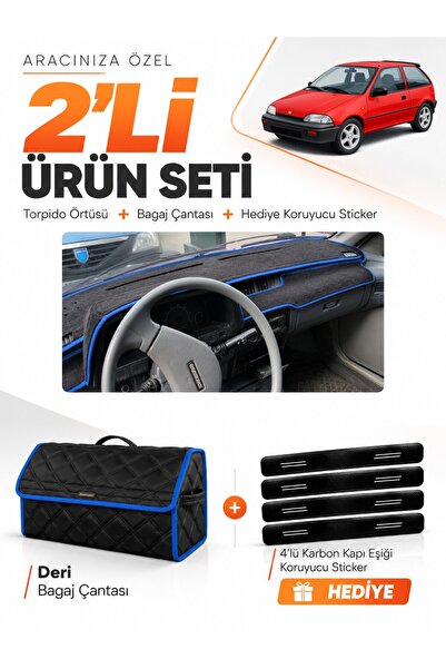 e-biz Suzuki Swi̇ft (1988-1994) Compatible Glove Box Cover + Leather Trunk Ba...
