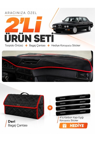 e-biz Bmw E28 (1981-1988) Compatible Glove Box Cover + Leather Trunk Bag + St...