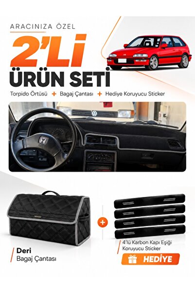 e-biz Honda Civic Ef (1988-1991) Compatible Dashboard Cover + Leather Trunk B...