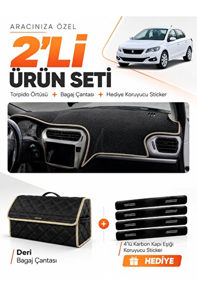 e-biz Peugeot 301 (2012-2022) Compatible Dashboard Cover + Leather Trunk Bag ...