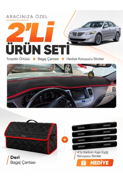 e-biz Hyundai Genesis (2008-2014) Compatible Glove Box Cover + Leather Trunk ...