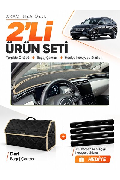 e-biz Hyundai Tucson (2021-2024) Compatible Glove Box Cover + Leather Trunk B...