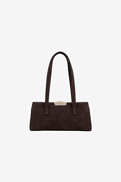 MARSEPTUN Jelina Gold Buckle Detailed Bitter Brown Nubuck Bag
