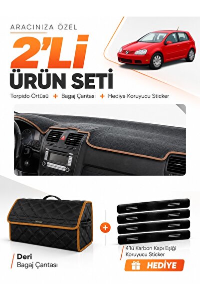 e-biz Volkswagen Golf 5 (2003-2009) Compatible Glove Box Cover + Leather Trun...