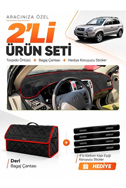 e-biz Hyundai Tucson 1 (2004-2009) Compatible Glove Box Cover + Leather Trunk...